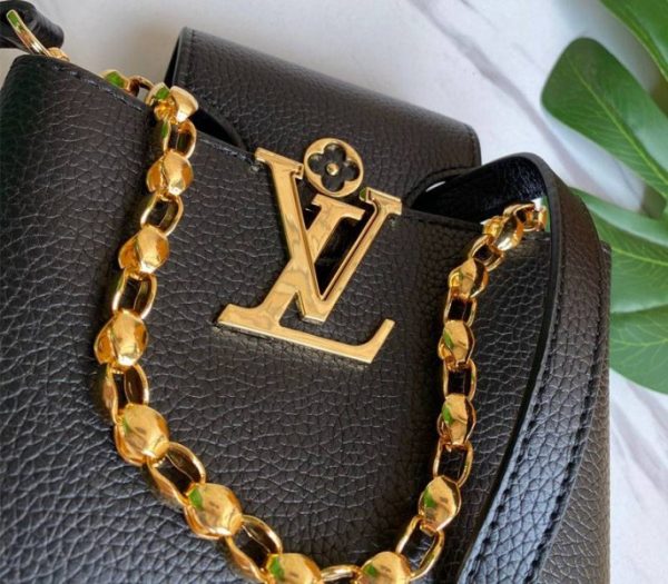 Replica Louis Vuitton Capucines Mini Chain Bag In Black